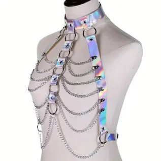 "O" HEAVENS "O" HEAVENS BODY HARNESS W/ CHAINS HOLOGRAPHIC