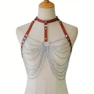"OH" HARNESS SINGLE RING BODY W/ CHAINS HOLOGRAPHIC