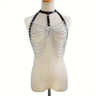 "O" HEAVENS "O" HEAVENS SINGLE RING BODY HARNESS W/ CHAINS HOLOGRAPHIC