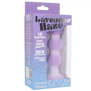 CALIFORNIA EXOTICS LAVENDER HAZE BEADED PLUG SILICONE VIBE PURPLE/WHITE