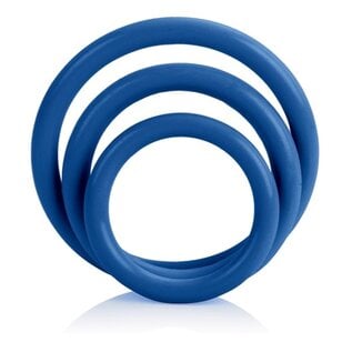 CALIFORNIA EXOTICS STRETCHY TRI RINGS SET BLUE