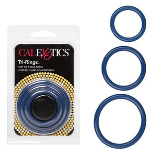 CALIFORNIA EXOTICS STRETCHY TRI RINGS SET BLUE