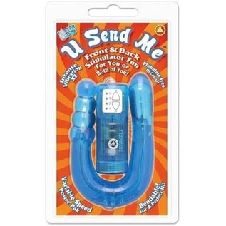 U SEND ME DILDO DOUBLE ENDED VIBE BLUE