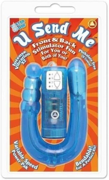 U SEND ME DILDO DOUBLE ENDED VIBE BLUE