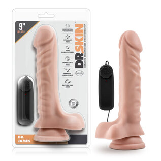 "O" HEAVENS DR SKIN DR. JAMES VIBRATING COCK W/ SUCTION CUP VANILLA 9"