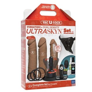 "O" HEAVENS VAC-U-LOCK VIBRATING DUAL DENSITY ULTRASKYN SET CARAMEL