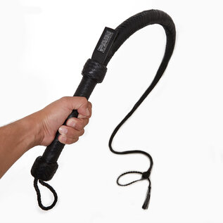 "O" HEAVENS OUCH! REAL LEATHER BULLWHIP BLACK