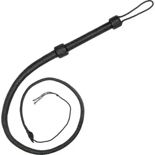 "O" HEAVENS OUCH! REAL LEATHER BULLWHIP BLACK