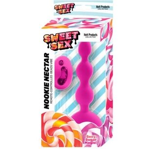 HOTT PRODUCTS SWEET SEX NOOKIE NECTAR ANAL BEAD VIBE SILICONE MAGENTA