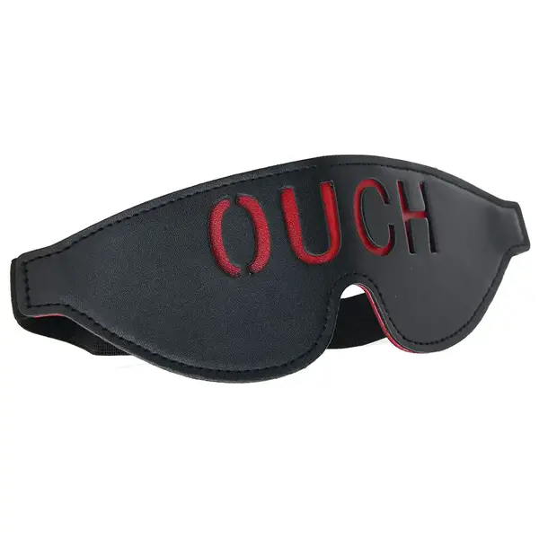 SHOTS OUCH BLINDFOLD LEATHER BLACK/RED