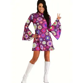 "O" HEAVENS "O" HEAVENS HIPPIE LONG SLEEVE FLOWER POWER DRESS 4X