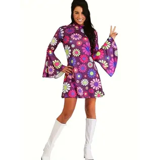"O" HEAVENS "O" HEAVENS HIPPIE LONG SLEEVE FLOWER POWER DRESS 4X