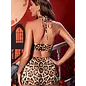 "O" HEAVENS "OH" COSTUME HALTER, SKIRT, HEADBAND LEOPARD PRINT LARGE