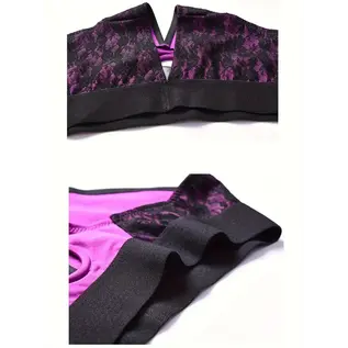 "O" HEAVENS "O" HEAVENS CROTCHLESS HARNESS BRIEF LACE PURPLE/BLACK