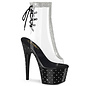 PLEASER PLEASER STARDUST RHINESTONE PEEP TOE ANKLE BOOT CLR/BLK CLEAR/BLK 8