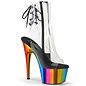 PLEASER PLEASER ADORE CHROME OPEN TOE LACE UP ANKLE BOOT W/SIDE ZIP RAINBOW/CLR 6
