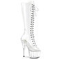 PLEASER PLEASER ADORE PEEP TOE KNEE HIGH LACE UP BOOT  CLEAR 7