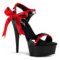 PLEASER PLEASER DELIGHT ANKLE STRAP W/ SIDE BOW  BLK/RED 8