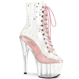 PLEASER PLEASER ADORE SEQUIN LACE UP UP ANKLE BOOT  CLR/PINK 8