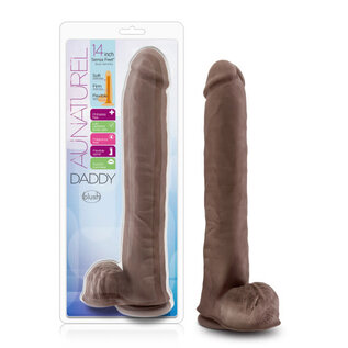 BLUSH AU NATUREL DADDY DUAL DENSITY DILDO 14" CHOCOLATE