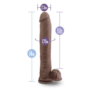 BLUSH AU NATUREL DADDY DUAL DENSITY DILDO 14" CHOCOLATE