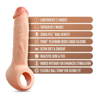 BLUSH PERFORMANCE PLUS THRIVE SILICONE PENIS EXTENDER BEIGE 8.75"