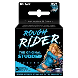 PARADISE PRODUCTS RIDER CONDOM 3 PACK ROUGH RIDER STUDDED