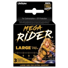 PARADISE PRODUCTS RIDER CONDOM 3 PACK MEGA LARGE