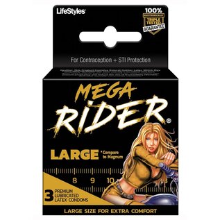 PARADISE PRODUCTS RIDER CONDOM 3 PACK MEGA LARGE