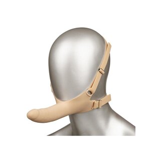 CALIFORNIA EXOTICS CALEX ACCOMMODATOR SILICONE CHIN STRAP DILDO 5" VANILLA