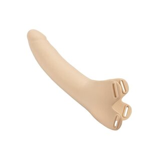 CALIFORNIA EXOTICS CALEX ACCOMMODATOR SILICONE CHIN STRAP DILDO 5" VANILLA