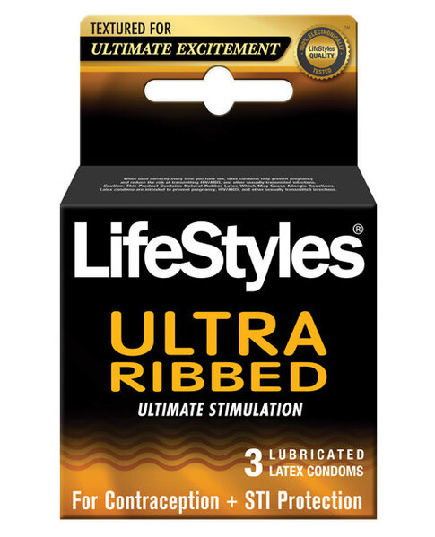 LIFESTYLES ULTRA RIBBED CONDOM 3 PACK