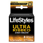 LIFESTYLE CONDOM CONDOM LIFESTYLES ULTRA RIBBED STIMULATING 3 PACK