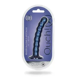SHOTS AMERICA LLC OUCH! BEADED PLUG 6.5" METALLIC BLUE