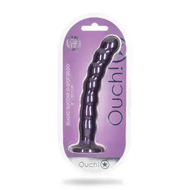 SHOTS AMERICA LLC DILDO BEADED G-SPOT OUCH! 8" METALLIC PURPLE