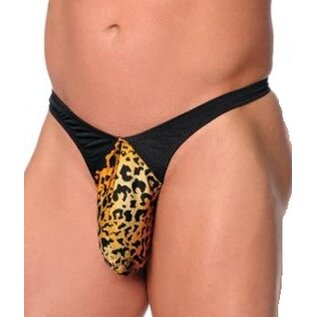 BODY LANGUAGE BL MENS THONG LARGE POUCH WHITE/BLACK O/S