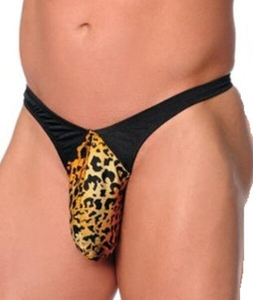 BODY LANGUAGE THONG MENS LARGE POUCH WHITE & BLACK ONE SIZE