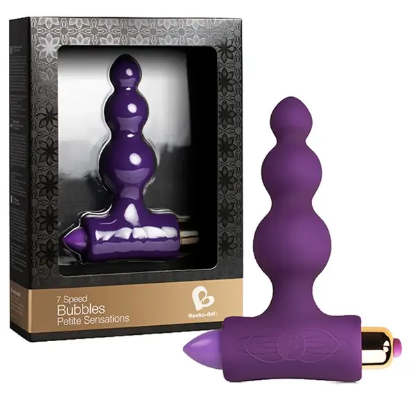 ROCKS OFF ANAL PLUG PETITE SENSATIONS BUBBLES VIBE PURPLE