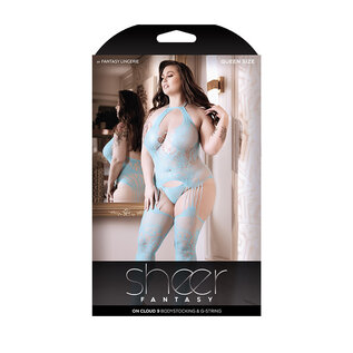 FANTASY LINGERIE FANTASY ON CLOUD 9 BODYSTOCKING SET BLUE Q/S