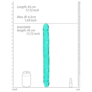 SHOTS DILDO REALROCK DOUBLE ENDED 18" TEAL
