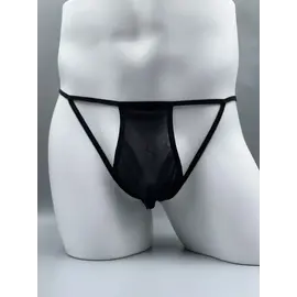 "OH" MENS THONG LACE MESH BLACK