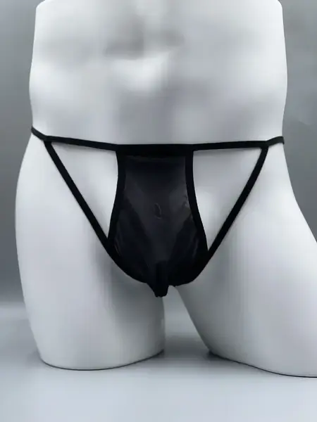 "O" HEAVENS MENS THONG LACE MESH BLACK ONE SIZE
