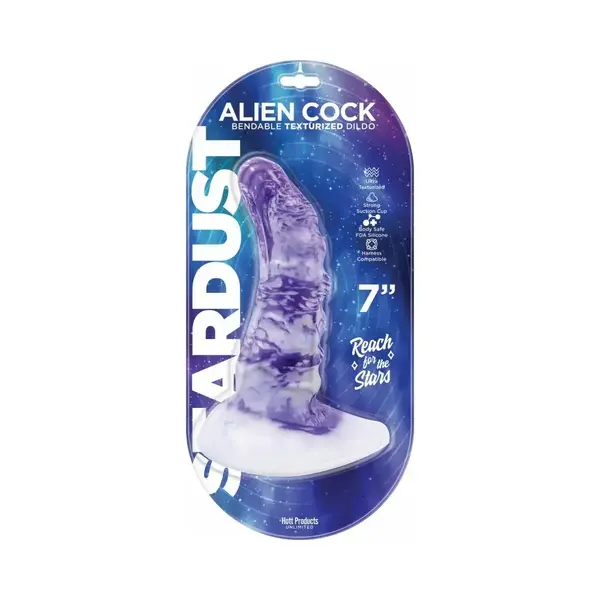 HOTT PRODUCTS DILDO STARDUST ALIEN 7" PURPLE/WHITE