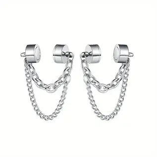 "OH" NIPPLE CHAINS MAGNETIC SET SILVER