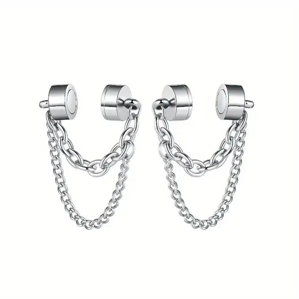 "O" HEAVENS NIPPLE CLAMP CHAINS MAGNETIC SET SILVER