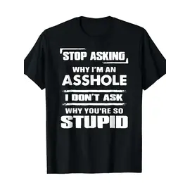 "O" HEAVENS T SHIRT "OH" ASSHOLE STUPID BLACK