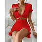 "O" HEAVENS DRESS DEEP V TIE FRONT WHITE OR RED