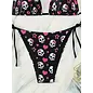 "OH" BIKINI PUNK SKULL PRINT SIDE TIE PINK/BLACK