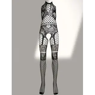 "O" HEAVENS "O" HEAVENS FISHNET STRETCH FIT BODYSTOCKING BLACK O/S