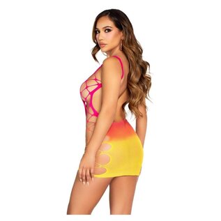 LEG AVENUE LA SEAMLESS FAUX LACE UP DRESS O/S SUNSET OMBRE